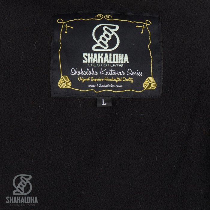 Shakaloha Shakaloha Strickwolle Strickjacke Langer Patch Mehrfarbiger Pelz mit Fleecefutter und Kapuze - Damen - Handgefertigt in Nepal aus Schafwolle