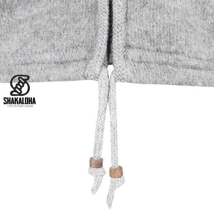 Shakaloha Shakaloha Knitted Wool Vest Finn Grey with Fleece Lining and Detachable Hood - Men/Uni - Handmade in Nepal from Sheep Wool