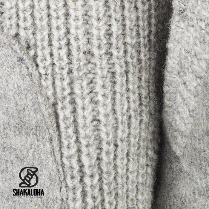 Shakaloha Chaleco de punto de lana Shakaloha gris finlandés con forro polar y capucha desmontable - Hombre/Unisex - Hecho a mano en Nepal con lana de oveja