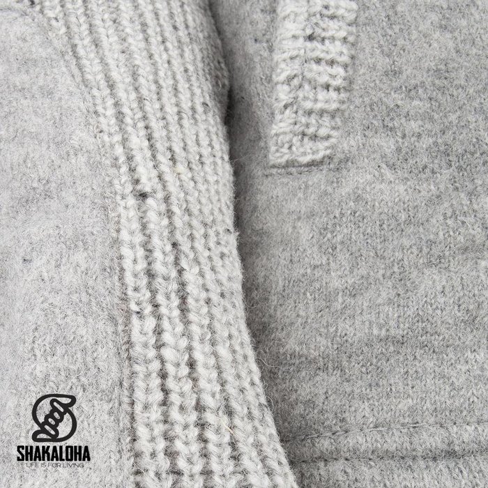 Shakaloha Shakaloha Knitted Wool Vest Finn Grey with Fleece Lining and Detachable Hood - Men/Uni - Handmade in Nepal from Sheep Wool