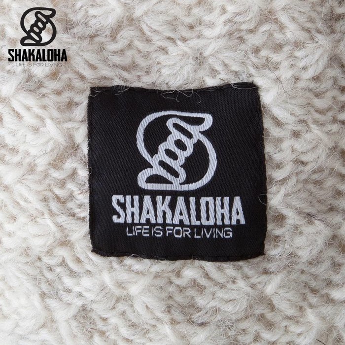 Shakaloha Shakaloha Strickwolle Strickjacke Idol Beige Creme mit Fleecefutter und hohem Kragen - Damen - Handgefertigt in Nepal aus Schafwolle