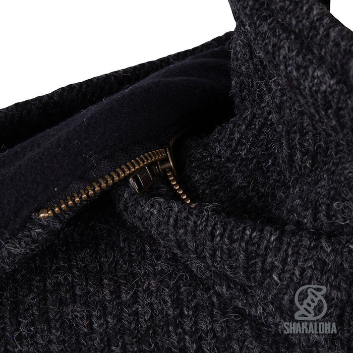 Shakaloha Chaleco de punto de lana para hombre en verde oliva con gris oscuro, Shakaloha M Fink ZH OliveAntra