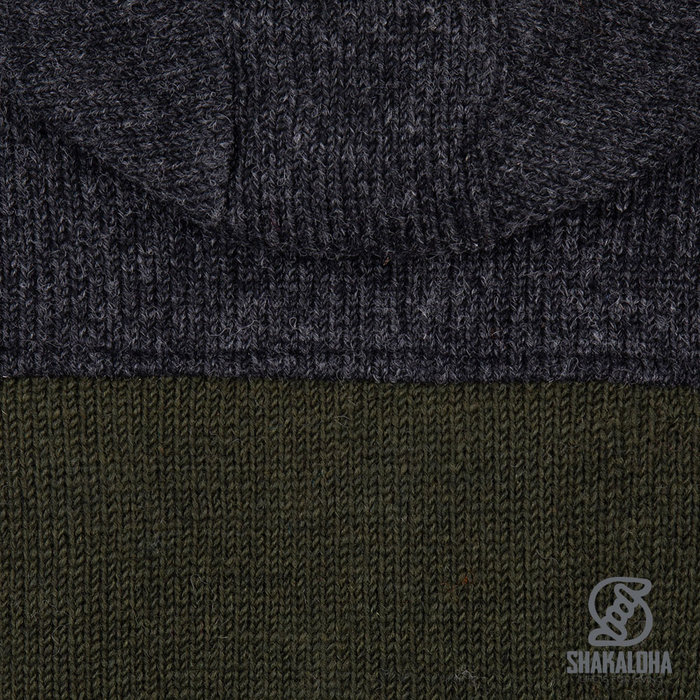Shakaloha Chaleco de punto de lana para hombre en verde oliva con gris oscuro, Shakaloha M Fink ZH OliveAntra