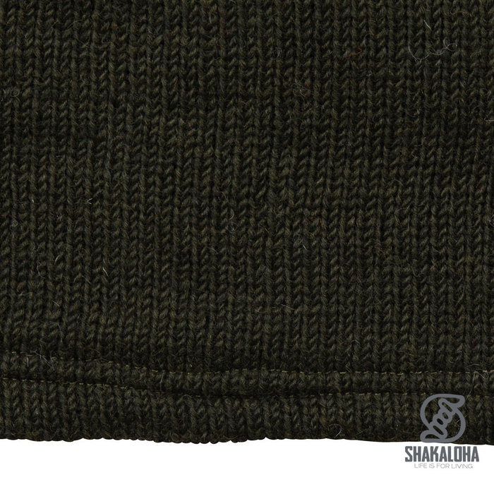 Shakaloha Knitted Wool Men Cardigan in Olive Green with Dark Gray, Shakaloha M Fink ZH OliveAntra