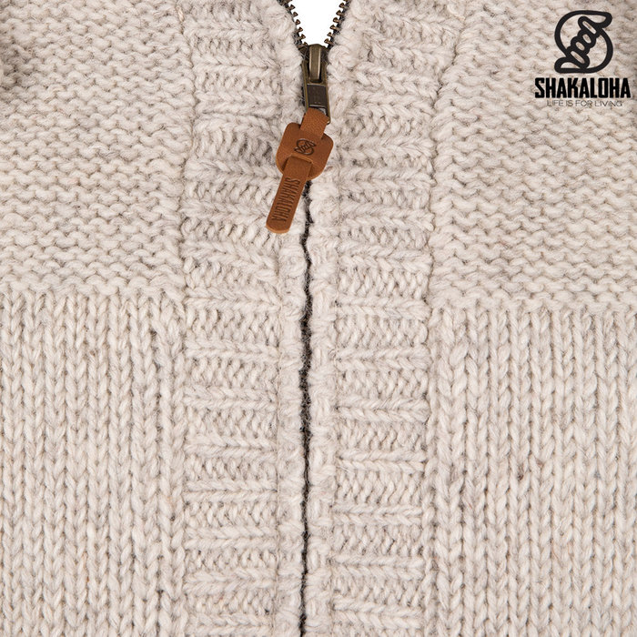 Shakaloha Shakaloha Knitted Wool Cardigan Chamonix ZH with Teddy Fleece Lining and Hood - Man / Uni - Handmade in Nepal from Sheep Wool