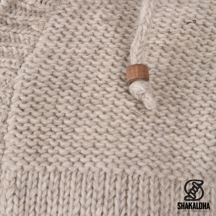 Shakaloha Shakaloha Knitted Wool Cardigan Chamonix ZH with Teddy Fleece Lining and Hood - Man / Uni - Handmade in Nepal from Sheep Wool