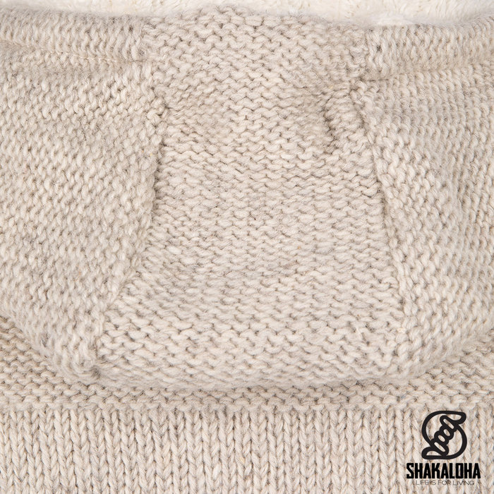 Shakaloha Shakaloha Knitted Wool Cardigan Chamonix ZH with Teddy Fleece Lining and Hood - Man / Uni - Handmade in Nepal from Sheep Wool