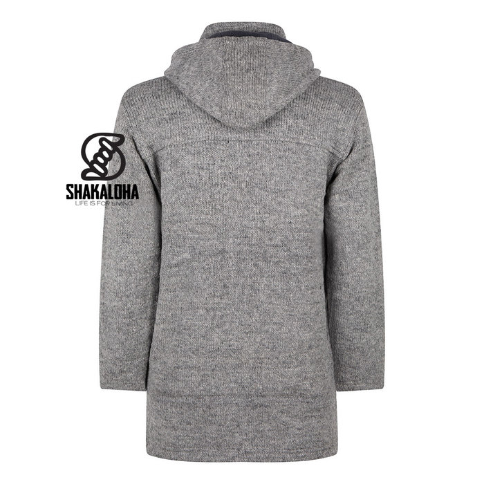 Shakaloha Cardigan long homme en laine gris M Colombo Ziphood