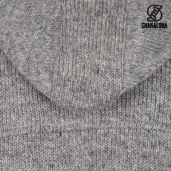 Shakaloha Cardigan long homme en laine gris M Colombo Ziphood