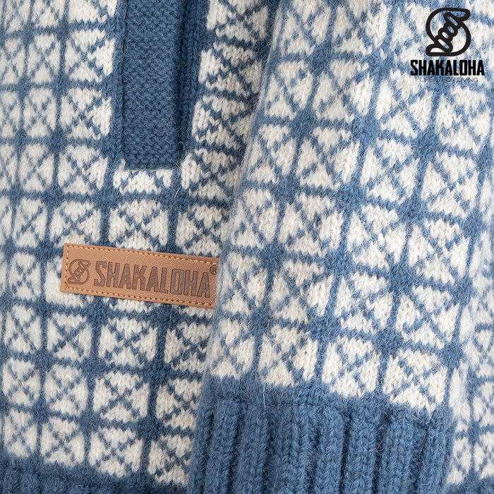 Shakaloha W Chrystal ZH WhiteBlue Cardigan en laine tricoté pour femme