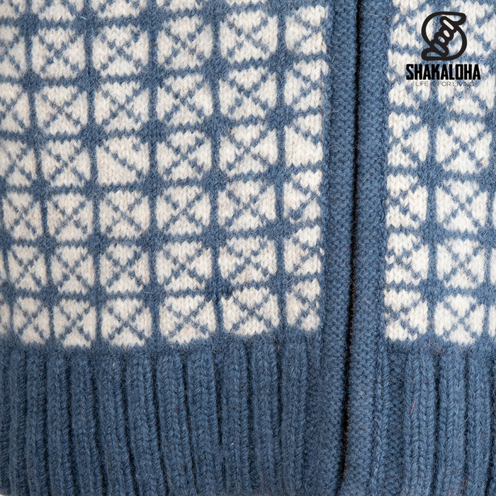 Shakaloha W Chrystal ZH WhiteBlue Knitted Woolen Ladies Cardigan