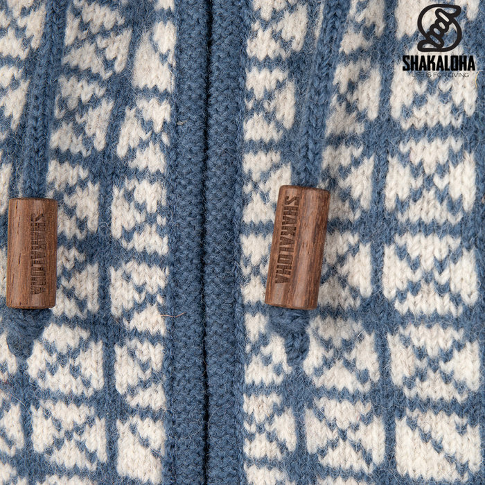 Shakaloha W Chrystal ZH WhiteBlue Cardigan en laine tricoté pour femme