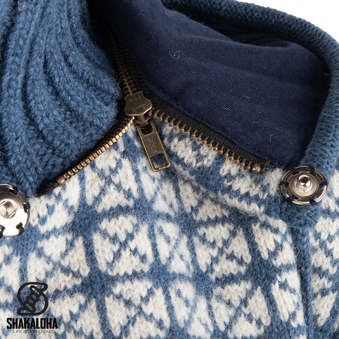 Shakaloha W Chrystal ZH WhiteBlue Knitted Woolen Ladies Cardigan