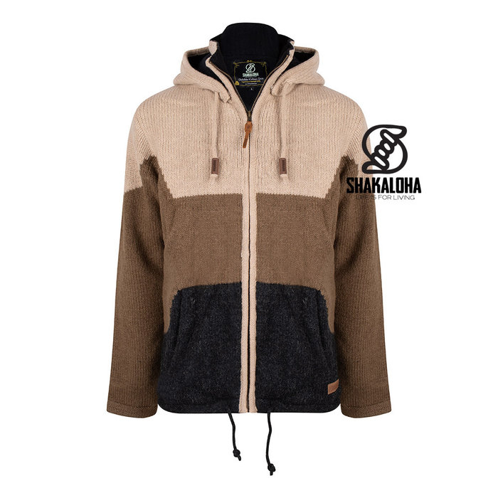 Shakaloha Cárdigan de lana de punto para hombre M Merrick ZH BeigeOliva