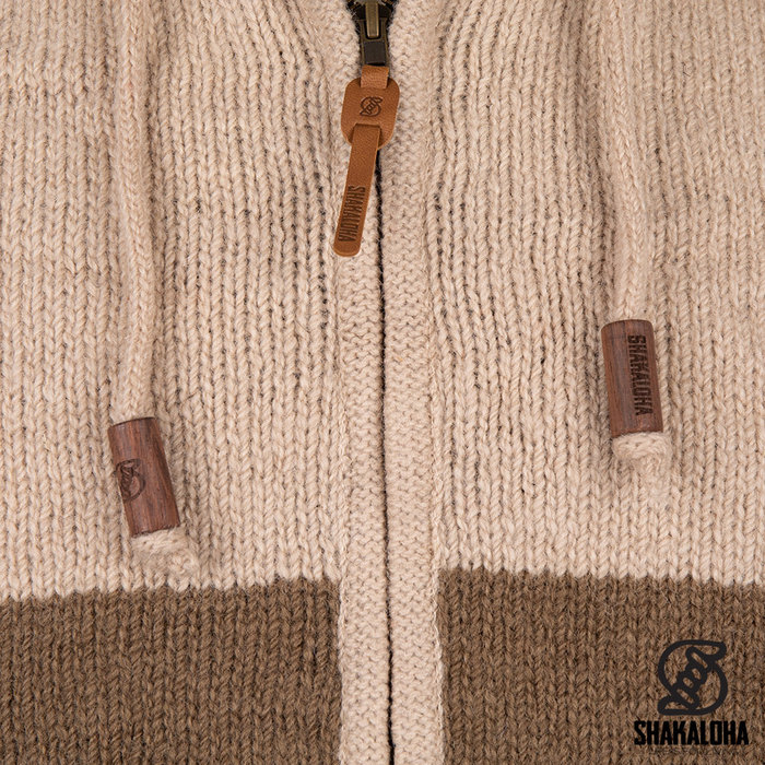 Shakaloha Cárdigan de lana de punto para hombre M Merrick ZH BeigeOliva