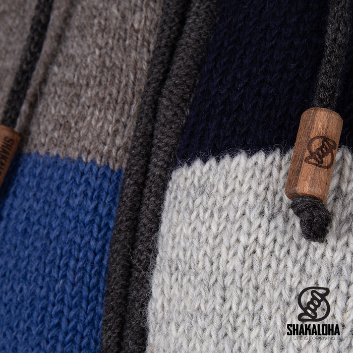 Shakaloha M patch ZH Navy Blue Knitted Wool Cardigan Man/Uni