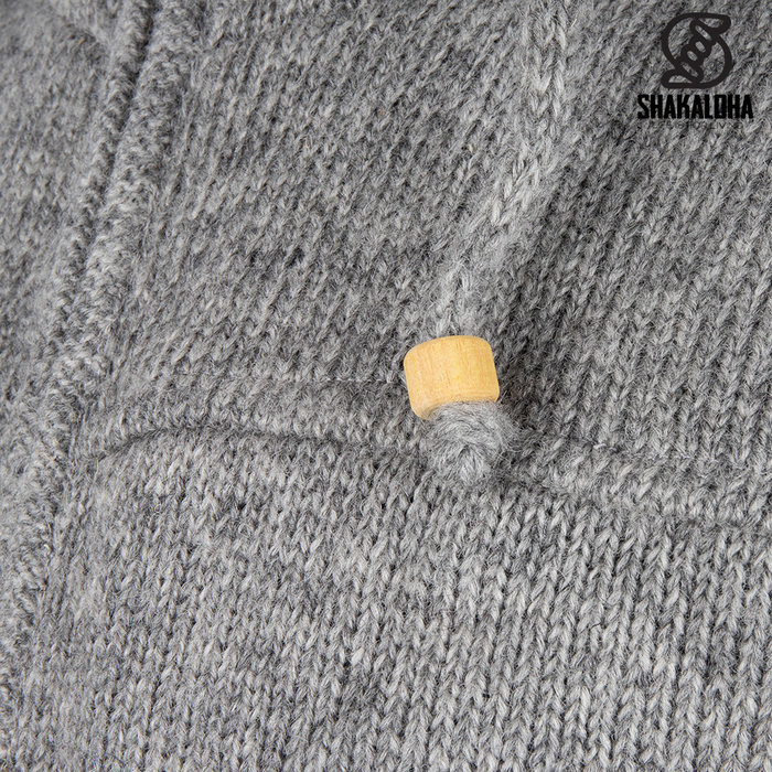 Shakaloha Shakaloha Gebreid Wollen Vest Navigator Grijs met Fleece Voering en Afneembare Capuchon - Man/Uni - Handgemaakt in Nepal van Schapenwol