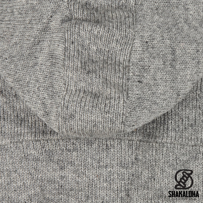 Shakaloha Shakaloha Gebreid Wollen Vest Navigator Grijs met Fleece Voering en Afneembare Capuchon - Man/Uni - Handgemaakt in Nepal van Schapenwol
