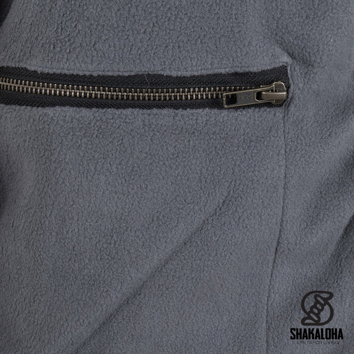 Shakaloha Shakaloha Gebreid Wollen Vest Navigator Grijs met Fleece Voering en Afneembare Capuchon - Man/Uni - Handgemaakt in Nepal van Schapenwol