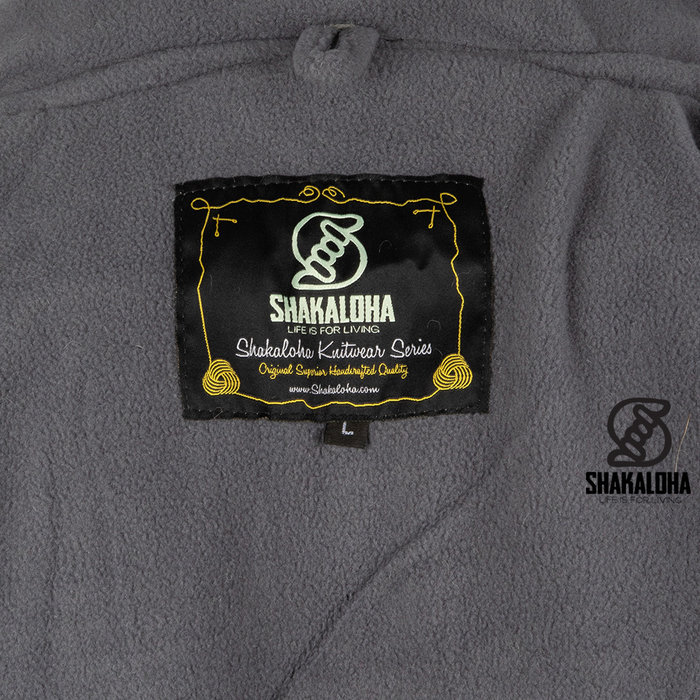 Shakaloha Shakaloha Gebreid Wollen Vest Navigator Grijs met Fleece Voering en Afneembare Capuchon - Man/Uni - Handgemaakt in Nepal van Schapenwol