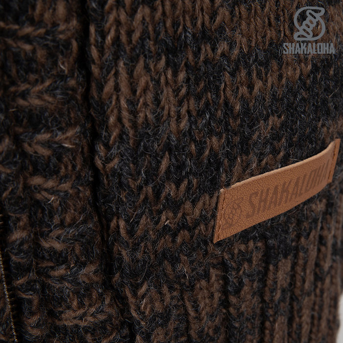 Shakaloha Shakaloha Knitted Wool Cardigan Chamonix ZH with Teddy Fleece Lining and Detachable Hood - Man/Uni - Handmade in Nepal from Sheep Wool