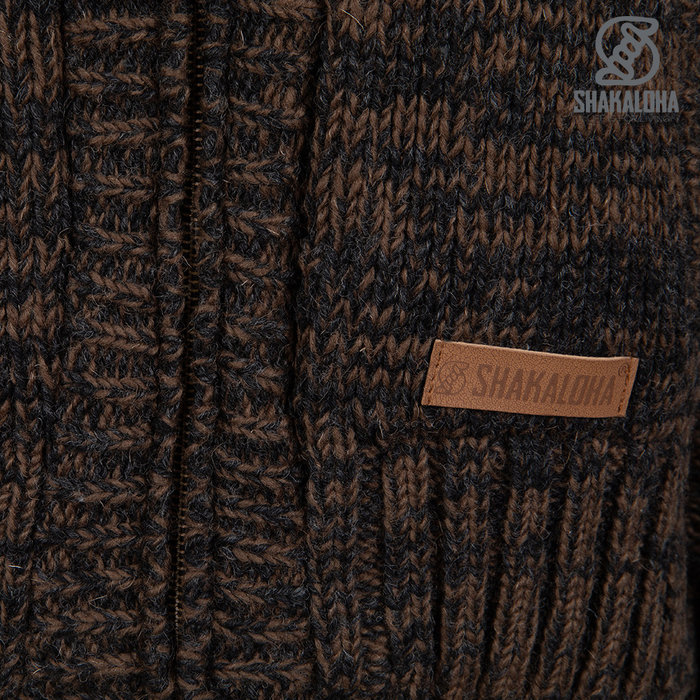 Shakaloha Shakaloha Knitted Wool Cardigan Chamonix ZH with Teddy Fleece Lining and Detachable Hood - Man/Uni - Handmade in Nepal from Sheep Wool