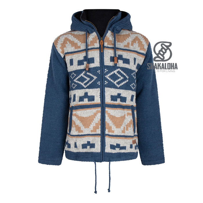 Shakaloha Abrigo/chaleco de lana cálido y colorido con capucha desmontable M Horizon ZH AzulMarrón