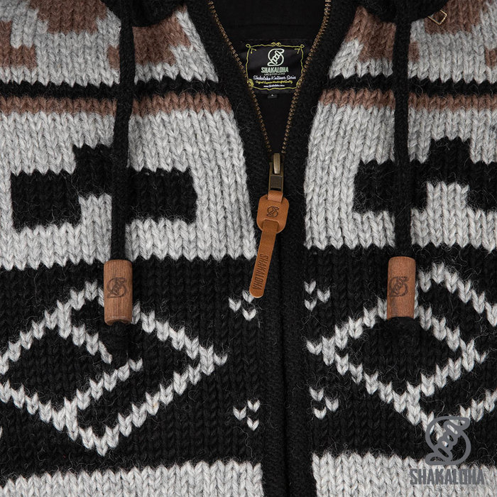 Shakaloha Wool jacket 100% virgin wool with recycled polyester lining M Horizon ZH black brown gray