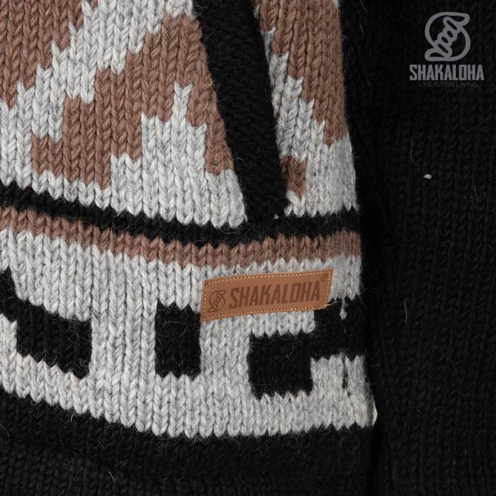 Shakaloha Wool jacket 100% virgin wool with recycled polyester lining M Horizon ZH black brown gray