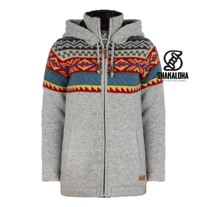 Shakaloha Damen-Strickjacke aus Wolle in Boogey Grey