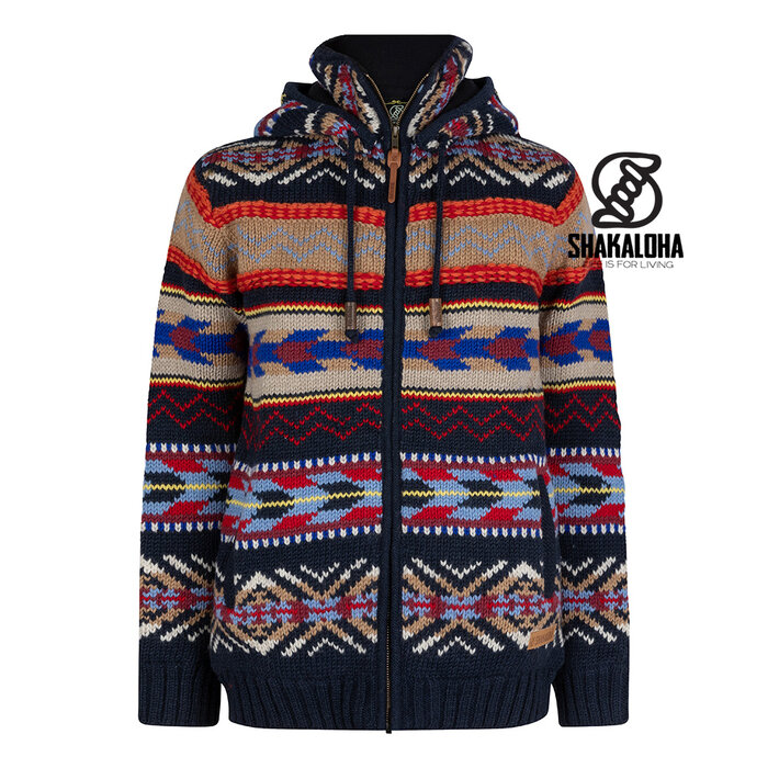 Shakaloha Mehrfarbige Wolljacke Valq mit Kapuze für Herren