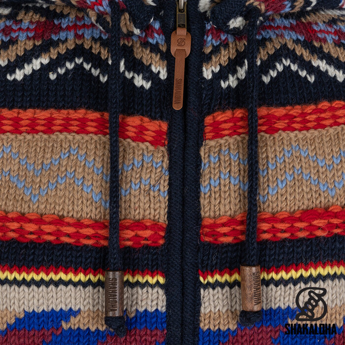 Shakaloha Mehrfarbige Wolljacke Valq mit Kapuze für Herren