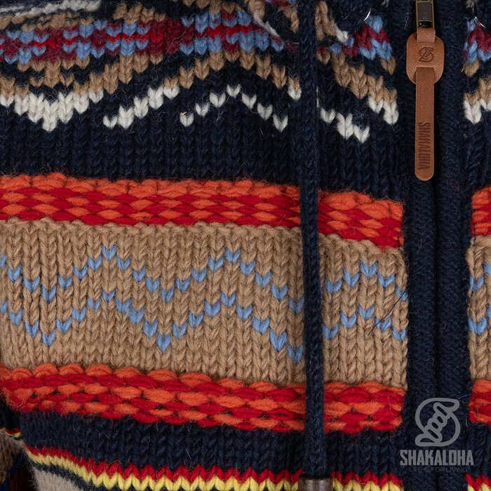 Shakaloha Heren Valq Veelkleurig wollen jack met capuchon