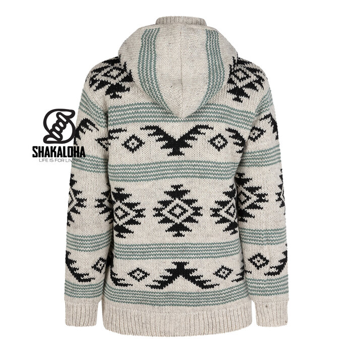 Shakaloha Men's Gongbo Beige Wool Jacket with Hood