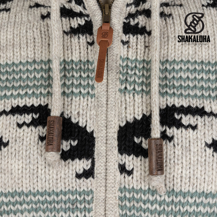 Shakaloha Chaqueta de lana color beige Gongbo para hombre con capucha