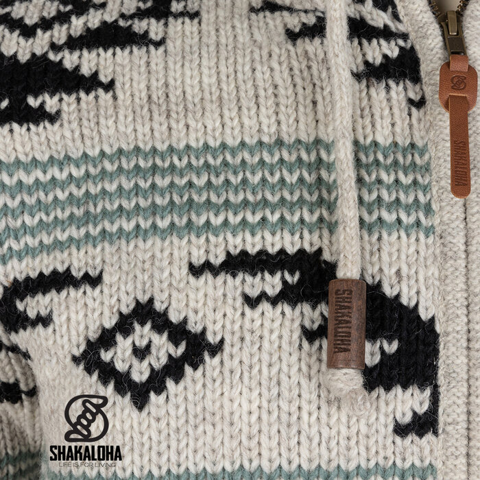 Shakaloha Heren Gongbo Beige wollen jack met capuchon