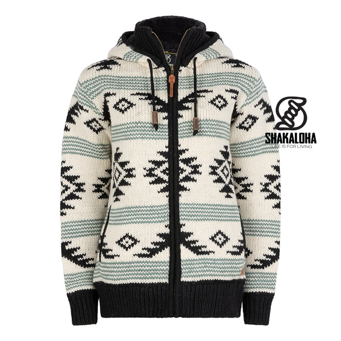 Shakaloha Herren-Wollmantel von Gongbo in Beige/Schwarz mit Kapuze