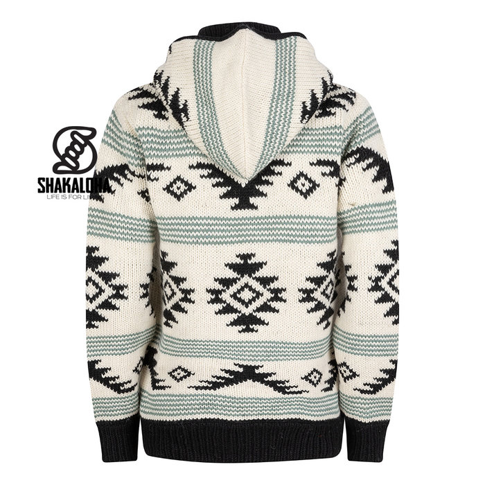 Shakaloha Herren-Wollmantel von Gongbo in Beige/Schwarz mit Kapuze