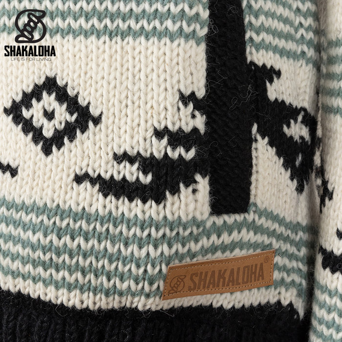 Shakaloha Manteau Gongbo pour homme en laine beige et noire avec capuche