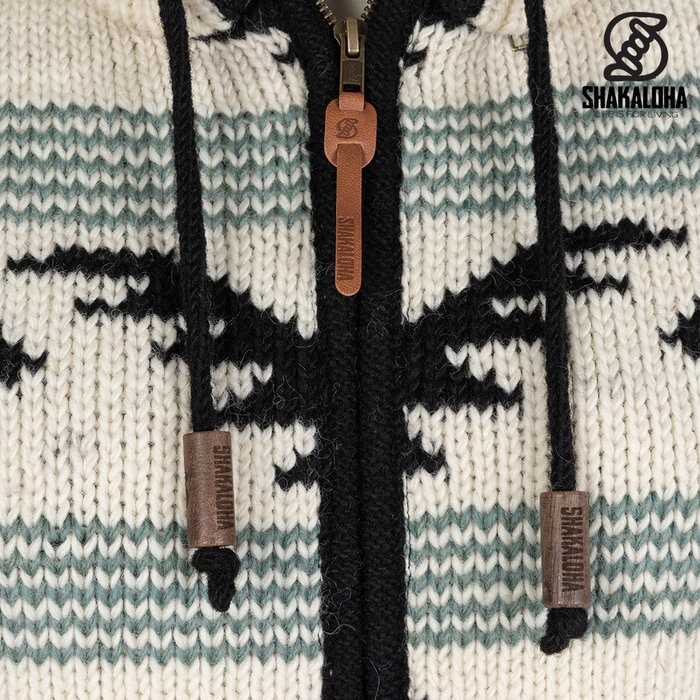 Shakaloha Manteau Gongbo pour homme en laine beige et noire avec capuche