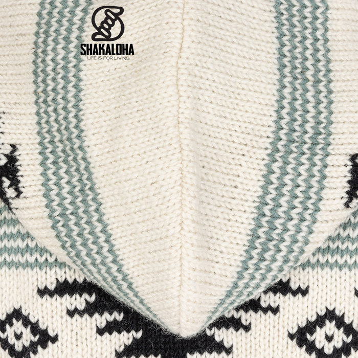 Shakaloha Herren-Wollmantel von Gongbo in Beige/Schwarz mit Kapuze