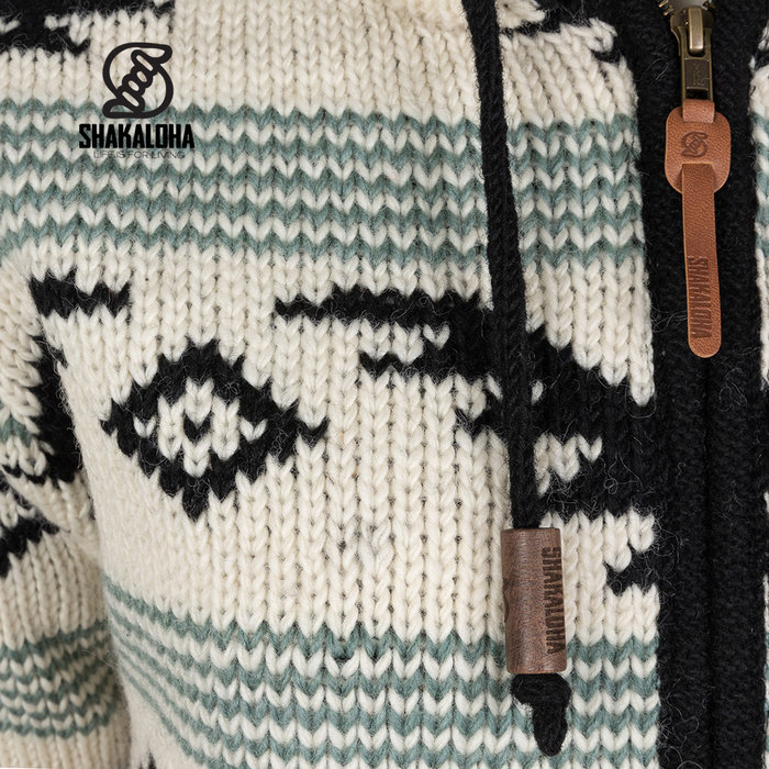 Shakaloha Manteau Gongbo pour homme en laine beige et noire avec capuche