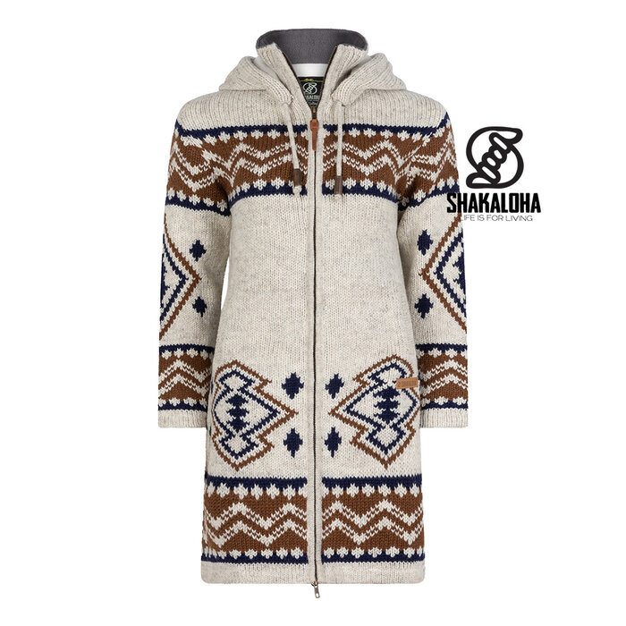 Shakaloha Veste à capuche beige Frency pour femme avec fermeture éclair intégrale