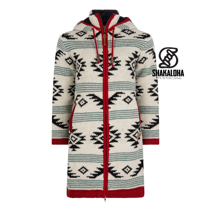 Shakaloha Lonkey BeigeManteau tricoté en laine rouge