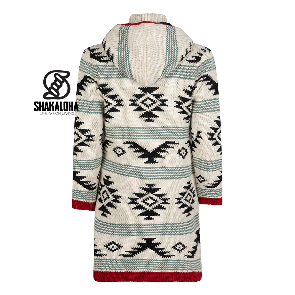 Shakaloha Lonkey BeigeManteau tricoté en laine rouge