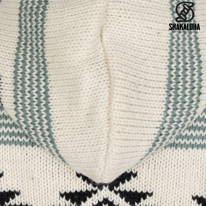 Shakaloha Damen Lonkey BeigeRoter Strickmantel aus Wolle