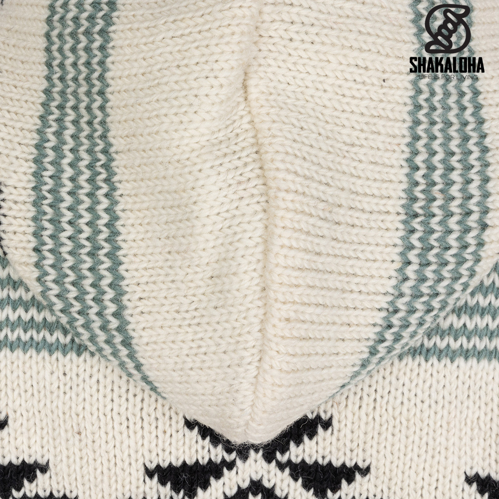 Shakaloha Manteau en laine tricotée beige et rouge Lonkey pour femme