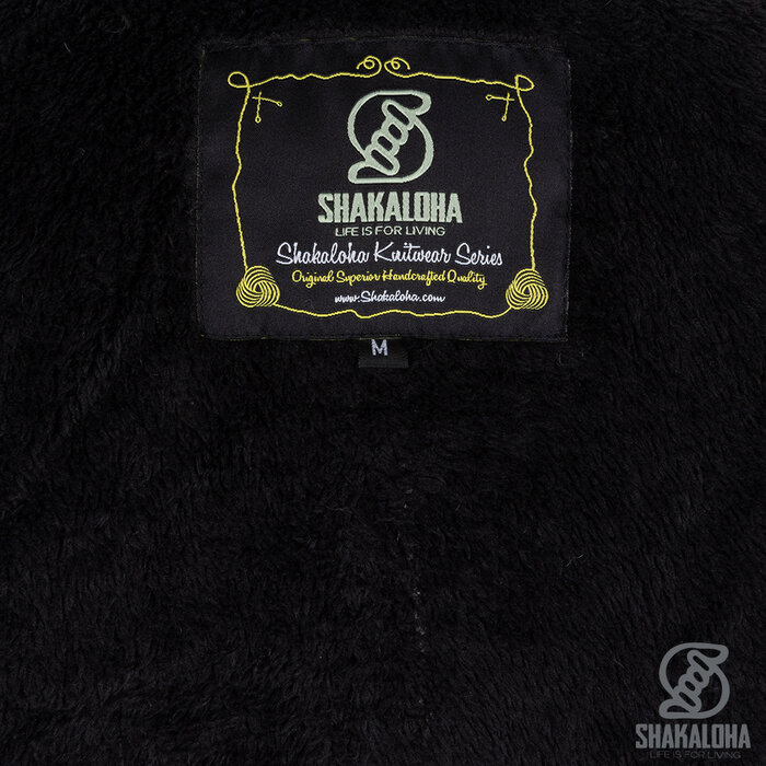 Shakaloha Damen Lonkey BeigeRoter Strickmantel aus Wolle