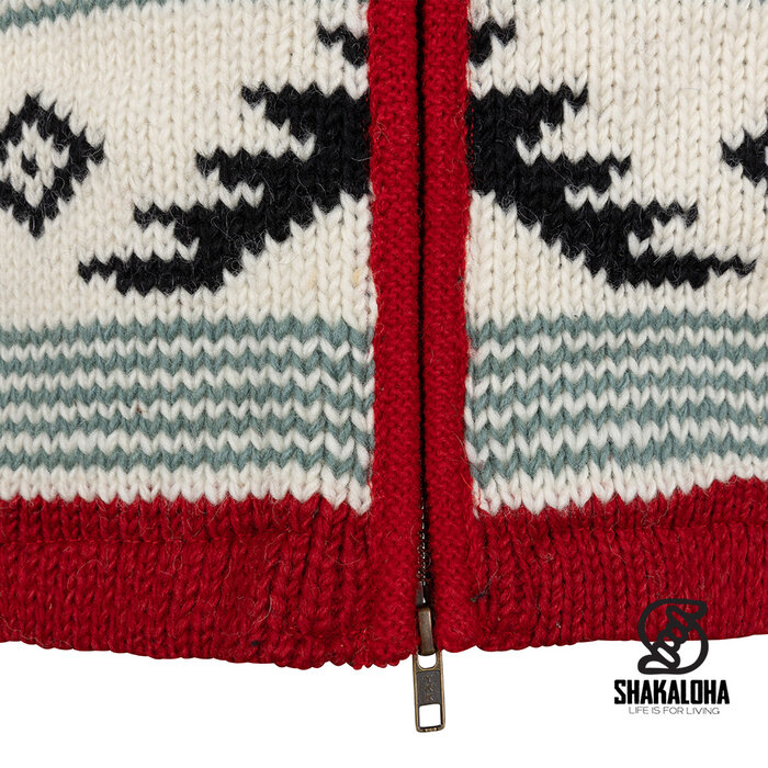 Shakaloha Lonkey BeigeManteau tricoté en laine rouge
