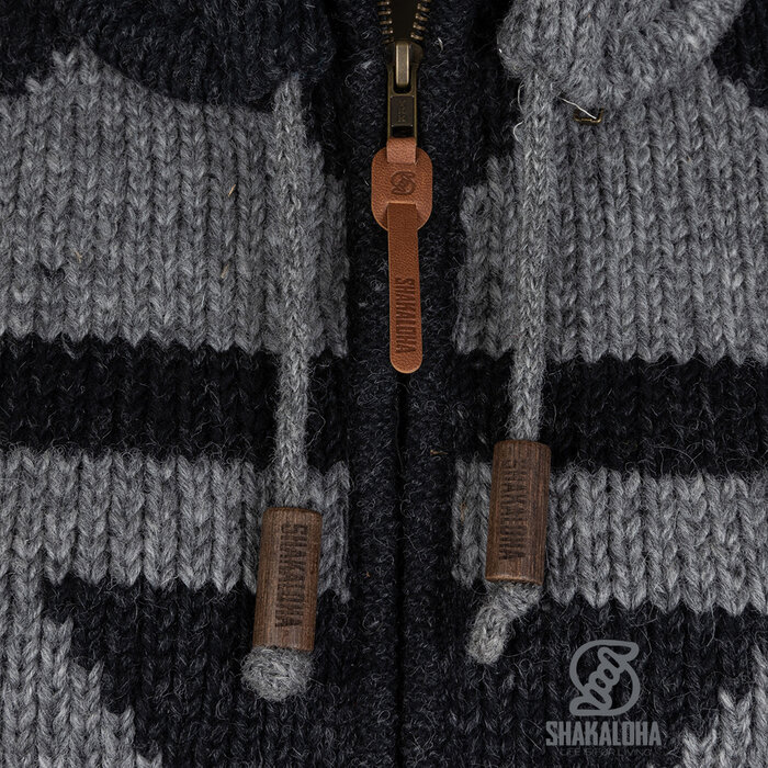 Shakaloha Damen Pendle ZipHood GrauStrickjacke aus Antra-Wolle